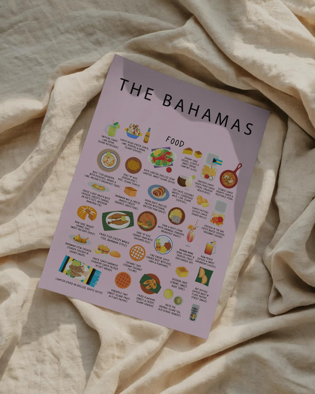 Bahamas Food Poster Pink